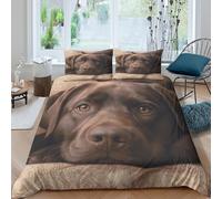 Chocolate puppy Housse de Couette Microfibre 3 pièces Imprimé en 3D Hypoallergique Pet portrait style Ensemble De Literie avec Fermeture Éclair Respirante for Filles Ado Super king（260x220cm）