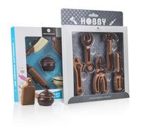 Chocolate tool set and kitchen set Cuisinier et Bricoleur Chocolat | Figurines en chocolat | Idée Cadeau original | Offrir | Luxe | Enfant | Boite | Fille| Garçon | Pâques | Noel | Anniversaire