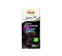 Chocolates Valor Chocolat Noir 85% Cacao sans Sucre |Sans Gluten | Vegan |De la Fève à la Tablette |Cacao 85% Minimum | Édulcorant Stévia |100 g