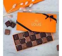 CHOCOLATS LOUIS - Coffret chocolat 21 Pralinés - Chocolat Noir et Lait - Chocolat a offrir - Coffret cadeau - Fabrication Française Artisanale - 100% Beurre de Cacao - Cadeau Saint Valentin