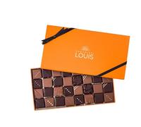 CHOCOLATS LOUIS - Coffret chocolat 32 Pralinés - Chocolat Noir et Lait - Chocolat a offrir - Coffret cadeau - Fabrication Française Artisanale - 100% Beurre de Cacao - Cadeau Saint Valentin