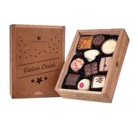CHOCOLISSIMO - Chocolats à Offrir - Petit Cadeau de Remerciement en Chocolat dans Boîte en Bois - 10 Pralines Fins avec Alcool - Idée Cadeau Anniversaire, Saint Valentin pour Femme, Homme, Papa, Maman