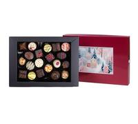 CHOCOLISSIMO - Chocolats de Noël - Chocolat Cadeau Noël - 20 Chocolats avec Illustration de Noël - Chocolats à Offrir - Idée Cadeau Femmes, Hommes, Papa, Maman - Postcard Grand Red