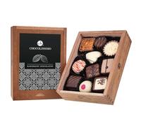 CHOCOLISSIMO Coffret Chocolat - Cadeau Pralines - 10 Pièces, dans Boîte en Bois - Cadeau Homme, Maman, Papa, Anniversaire Femme, Fête des Mères - Coffret Cadeau Gourmand - Elegance Black