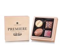 CHOCOLISSIMO Coffret Chocolat - Cadeau Pralines - 4 Chocolats Faits à la Main dans une Boîte en Bois - Idée Cadeau Femmes, Hommes, Papa, Maman, Anniversaire - Premiere Quadro