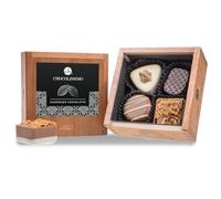 CHOCOLISSIMO Coffret Chocolat - Cadeau Pralines - 4 Pièces, dans Boîte en Bois - Cadeau Homme, Maman, Papa, Anniversaire Femme, Fête des Mères - Coffret Cadeau Gourmand - Elegance Mini Black