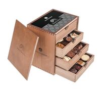 CHOCOLISSIMO Coffret Chocolat - Cadeau Pralines - 40 Chocolats Faits à la Main dans un Coffret en Bois - Cadeau Homme, Femme, Anniversaire, Fête des Mères - Coffret Cadeau Gourmand - ChocoMassimo