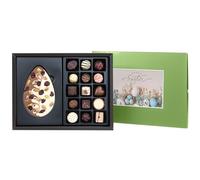 CHOCOLISSIMO - Coffret de Pâques - 15 Pralines Fines et Œuf en Chocolat au Lait, Assortiment Raffiné dans un Écrin Élégant, Idée Cadeau Gourmande pour Femmes