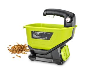 Choerinton Épandeur d'alimentation 18 V compatible avec les batteries Ryobi One+ - Épandeur de graines/engrais/sel pour une utilisation toute l'année, couvre jusqu'à 5 000 m² pour herbe, pelouse et