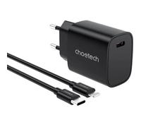 Choetech Pd20w Chargeur Mural Type-C Câble Mfi Usb-C Vers Lightning, Noir