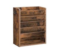 CHOEZON Bannette de Rangement à Dossiers, Porte-Documents mural à 6 niveaux, Organisateur en bois d’ingénierie avec 2 crochets, pour bureau domestique, Marron DMWJ01FG