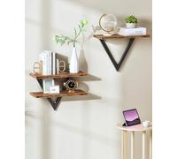 CHOEZON Lot de 2 étagères murales flottantes pour décoration murale, étagère à suspendre avec cadre en métal, pour salon, chambre à coucher, salle de bain, cuisine, marron rustique TBJ11BF