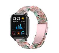 Chofit Bracelets compatibles avec Amazfit GTS 4 Mini/GTS 2 Mini, bracelet de rechange en résine de 20 mm pour Bip 3 Pro/Bip 3/GTS 3/GTS 2 Mini/GTS 2e/GTS 2 (rose/vert)