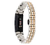 Chofit Bracelets compatibles avec Fitbit Inspire 2, bracelet de rechange réglable en acier inoxydable pour tracker d'activité Inspire 2 uniquement (argenté-doré)