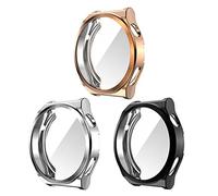 Chofit Coques compatibles avec Huawei Watch GT 3 Pro, protection d'écran en TPU plaqué, coque de protection blindée pour Huawei Watch GT3 Pro 46 mm, 43 mm (46 mm, noir + argent + or rose)