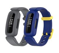 Chofit Lot de 2 bracelets de rechange compatibles avec Fitbit Ace 3 - En silicone souple - Réglables et flexibles - Pour traqueur d'activité Ace 3/Inspire 2 (gris + bleu-jaune)