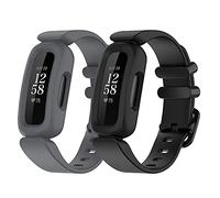 Chofit Lot de 2 bracelets de rechange compatibles avec Fitbit Ace 3 - En silicone souple - Réglables - Pour traqueur d'activité Ace 3/Inspire 2 (noir + gris)
