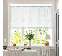 choicehot Rideau court, en voile, semi-transparent, broderie pour bistrot, cuisine, style maison de campagne, vintage, 30 x 120 cm (H x l), 1 pièce