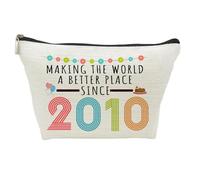 Choinn Trousse de maquillage amusante pour 15e anniversaire pour fille, adolescente, sœur, fille, nièce, petite-fille, Making The World a Better Place 2010, 15e