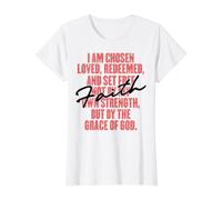 Choisi, AIMÉ, RACHETÉ ET LIBÉRÉ - Inspiration T-Shirt Graphique avec Valeur, Femme, Blanc, M
