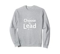 Choisissez de diriger : thème de réseau de Motivation inspirant Sweatshirt, Unisexe pour Adultes, Gris Chiné, XL