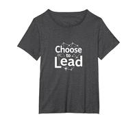 Choisissez de diriger : thème de réseau de Motivation inspirant T-Shirt, Femme Grandes Tailles, Chiné Foncé, 1X
