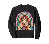 Choisissez d'inclure pour Les professeurs d'autisme Groovy Retro Rainbow Sweatshirt