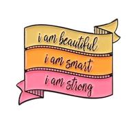 Choisissez heureux - Broche en émail avec un accent sur le bon amour, vous en valez la peine, Normale, Métal non précieux