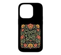 Choisissez Joy Philippians 4:4 vers chrétien Floral rétro Coque pour iPhone 14 Pro