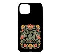 Choisissez Joy Philippians 4:4 vers chrétien Floral rétro Coque pour iPhone 15 Plus