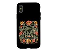 Choisissez Joy Philippians 4:4 vers chrétien Floral rétro Coque pour iPhone X/XS