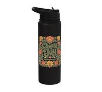 Choisissez Joy Philippians 4:4 vers chrétien floral rétro Stainless Steel Insulated Water Bottle