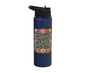 Choisissez Joy Philippians 4:4 vers chrétien floral rétro Stainless Steel Insulated Water Bottle