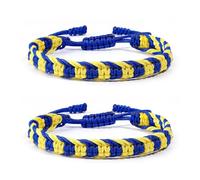 Choistily Lot de 2 bracelets ukrainiens tressés jaunes et bleus réglables faits à la main avec motif tournesol pour femme tendance 2025, adjustable, Alliage, Pas de gemme
