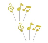 Choix de gâteaux avec personnel musical coloré, Gold | Artisanat en papier Recyclable pour événement d ' anniversaire d ' amateur de musique, accessoires de fête de cupcakes