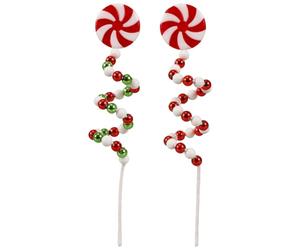 Choix de Noël bouclés, choix de bonbons pour sapin de Noël - Décorations de tige d'arbre de Noël en forme de bonbon incurvées - Bâtons décoratifs en forme de sucette rouge vert blanc, ornements de noë