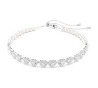 Choker Tennis Ariana Grande x Swarovski, Tailles diverses, Crystal pearl, Cœur, Blanc, Métal rhodié OS