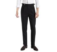 CHOKMAR Hommes Italie Naples Gurkha Vintage Old Money Style Pantalon habillé Taille Haute Pas Besoin de Ceinture (FR/ES, Tour de Taille & Longueur de l’Entrejambe, 30, 31, Noir)