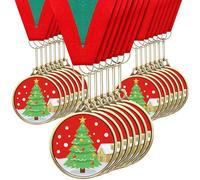 Cholemy Lot de 20 médailles de prix en métal pour concours de Noël - 5,1 cm - Trophée de concours en métal pour gagnant de la première place - Cadeau amusant pour les fêtes