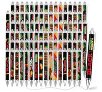Cholemy Lot de 96 stylos à bille noirs pour le mois de l'histoire noire - Cadeau pour la diversité des rêves et la liberté - Cadeau pour fête de bureau