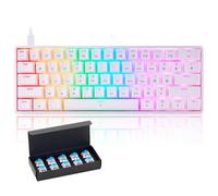 Chonchow BS-8104 Clavier de jeu mécanique rétroéclairé 60 % RVB compact 61 touches Bleu Commutateur de définition de macro Compatible avec Windows 7/8/10 iMac Xbox One X PS4 (blanc et bleu)