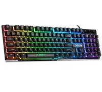 CHONCHOW Clavier de jeu filaire pour Mac, PC, PS5, PS4, Xbox One, clavier mécanique rétroéclairé à DEL RVB avec touches multimédias, pavé numérique, 104 touches, USB, clavier Windows (noir)