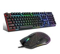 CHONCHOW Clavier et souris de jeu filaire pour Mac PC, PS5, PS4, Xbox One, clavier mécanique rétroéclairé RVB avec touches multimédia, pavé numérique, 104 touches USB, ordinateur de bureau Windows