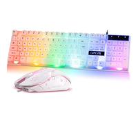 CHONCHOW Clavier et souris de jeu RGB rétroéclairés LED Clavier et souris de jeu Combo sensation mécanique Rétroéclairage arc-en-ciel Compatible avec PC Resberry Pi iMac (Blanc)