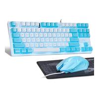 CHONCHOW Ensemble clavier et souris bleu, 87 touches TKL USB filaire rétroéclairé à LED, souris RVB 800-3200 DPI, souris bleue et clavier pour PS4 PS5 PC ordinateur portable Mac