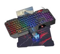 CHONCHOW Ensemble clavier et souris de jeu, filaire USB, rétroéclairé RVB, anti-ghosting, clavier silencieux avec repose-poignet ergonomique et support de téléphone, souris de jeu 7D 7200DPI pour PC