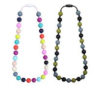 Choneer Lot de 2 colliers à mâcher en silicone pour enfants autistes, multicolore