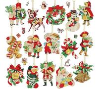 ChongKuan Boules de Noël Diamond Painting Porte-clés de Noël avec diamants 5D des deux côtés Nouveautés 2024 Kit de bricolage pour décoration de Noël avec accessoires Pendentif de Noël double face (B)