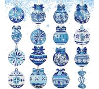 ChongKuan Boules de Noël Diamond Painting Porte-clés de Noël avec diamants 5D des deux côtés Nouveautés 2024 Kit de bricolage pour décoration de Noël avec accessoires Pendentif de Noël double face (L)
