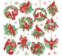 ChongKuan Boules de Noël - Diamond Painting - Porte-clés de Noël - Diamant 5D - Nouveautés 2024 - Pour décoration de Noël - Avec accessoires - Pendentif de Noël double face (E)